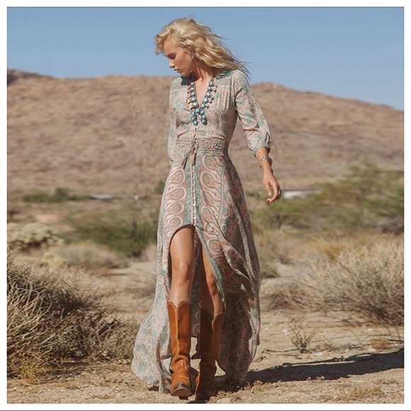 Bohemian Floral Chiffon Long Maxi Dress - Picture 2 of 5